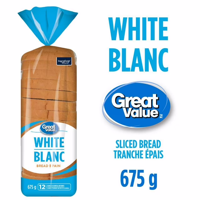 Great Value White Bread, 675 g